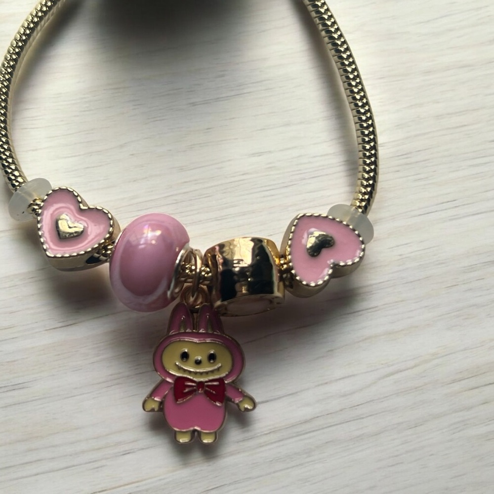 Pink and Gold Charm Bracelet
